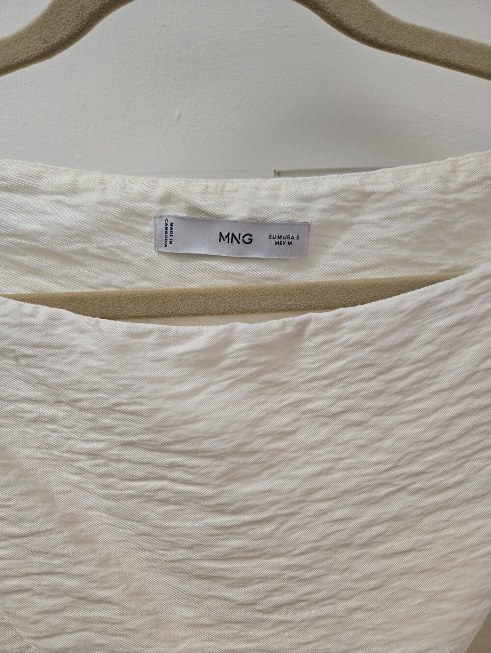 MANGO Cream Modal Off Shoulder Asymmetrical Top Blouse Soft Minimalist Small 6 - Picture 3 of 7